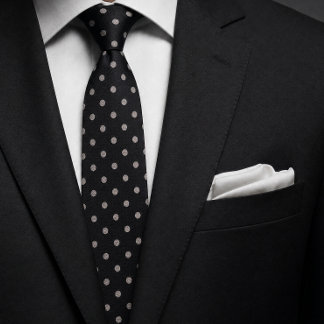 Elegante Zwarte & Ivoor Kleurige Stippen Jacquard Stropdas