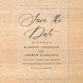Elegante zwarte kalligrafie bruiloft Save the Date Acryl Uitnodigingen (Voorkant)