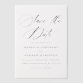 Elegante zwarte kalligrafie bruiloft Save the Date Vellum Uitnodigingen (Voorkant)