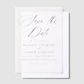 Elegante zwarte kalligrafie bruiloft Save the Date Vellum Uitnodigingen (Offset)