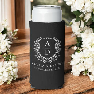 Elegante zwarte kam moderne monogram bruiloft