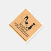 Elegante Zwarte Kat, Gelukkig Halloween Servet (Hoek)