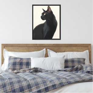 Elegante Zwarte Kat Muur Kunst Poster Canvas Afdruk