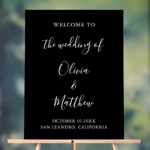 Elegante zwarte klassieke minimalistische bruiloft acryl bord