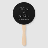 Elegante zwarte klassieke minimalistische bruiloft handwaaier (Achterkant)