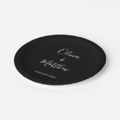 Elegante Zwarte Klassieke Minimalistische Trouwdag Papieren Bordje (Gekanteld)