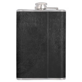 Elegante zwarte leren look gepersonaliseerd heupfles (Achterkant)