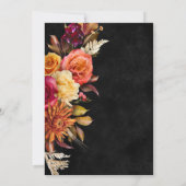 Elegante zwarte levendige Boho Floral Script Douch Kaart (Achterkant)