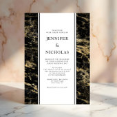 Elegante Zwarte Marmeren Bruiloft Kaart