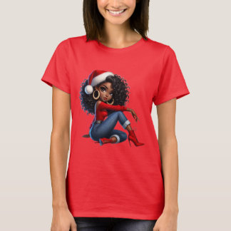 Elegante Zwarte Meisjes Kerst T-shirt — MaMuse Vak