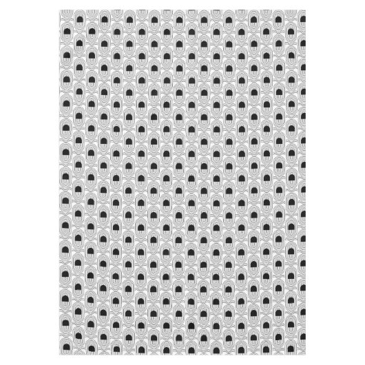 Elegante zwarte midden eeuw mod boog lijnen tafelkleed (Voorkant)