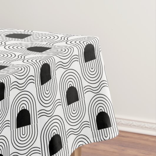 Elegante zwarte midden eeuw mod boog lijnen tafelkleed (Voorbeeld)