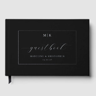 Elegante Zwarte Minimalistische Kalligrafie Gastenboek
