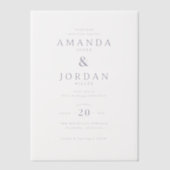 Elegante zwarte minimalistische trouwuitnodiging vellum uitnodigingen (Voorkant)