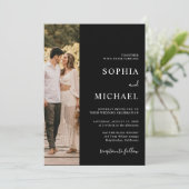 Elegante zwarte moderne minimale foto QR code brui Kaart (Staand voorkant)