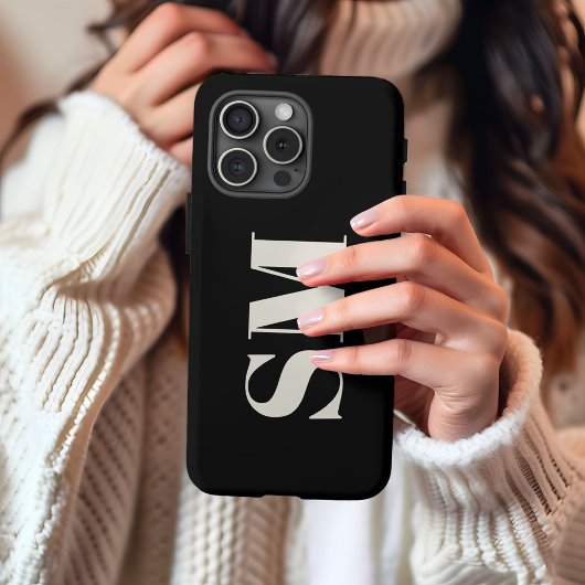 Elegante zwarte monogram initiaal Case-Mate iPhone case