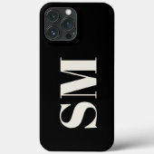 Elegante zwarte monogram initiaal Case-Mate iPhone case (Achterkant)