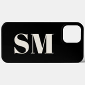 Elegante zwarte monogram initiaal Case-Mate iPhone case (Achterkant (horizontaal))