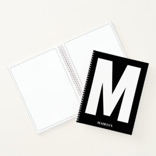 Elegante Zwarte Monogram Naam Minimalistische mode Notitieboek
