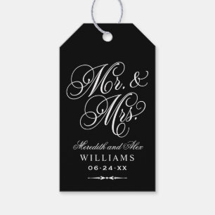 Elegante zwarte Mr en Mrs kalligrafie favoriet Cadeaulabel
