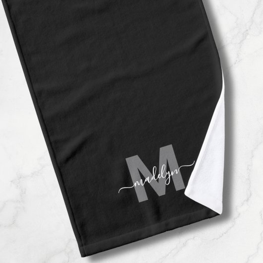 Elegante zwarte naam Monogram Handdoek