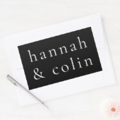 Elegante Zwarte Namen Rechthoekige Sticker (Envelop)