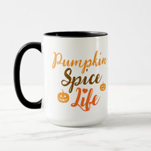 Elegante zwarte &oranje pompoen kruiden leven mok