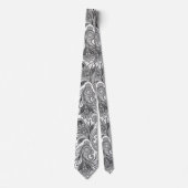 Elegante zwarte paisley op witte achtergrond stropdas (Voorkant)