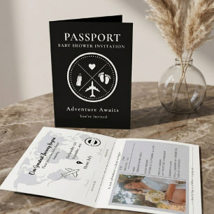 Elegante Zwarte Pasfoto Baby Shower