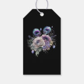 Elegante zwarte pauw bloem cadeaulabel (Achterkant)