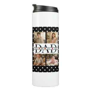 Elegante zwarte polka stip 4-foto aangepaste papa thermosbeker