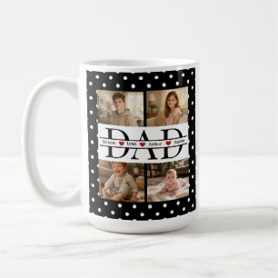Elegante zwarte polkadot 4-foto aangepaste papa & koffiemok