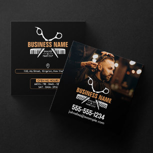 Elegante Zwarte Professionele Kapperszaak Kapper Vierkante Visitekaartje