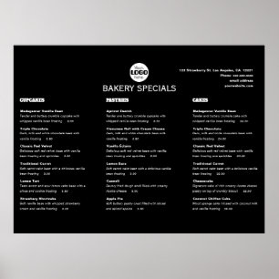 Elegante Zwarte Professionele Restaurant Logo Menu Poster