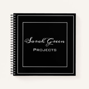 Elegante zwarte projectplanner gepersonaliseerd notitieboek