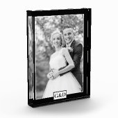 Elegante zwarte rand en initialen bruiloft fotoblokken (Links)