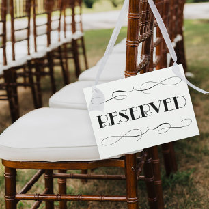 Elegante zwarte 'Reserved' huwelijksbord met zwier Kaart