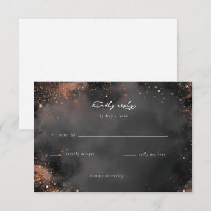 Elegante Zwarte Rokkende Rook RSVP Kaartje
