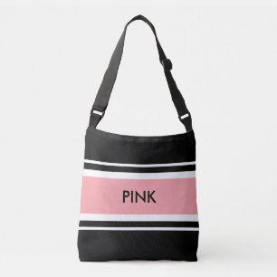 Elegante zwarte roze en witte boodschappentas crossbody tas