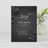 Elegante zwarte Rozen Gothic RSVP Invitation Kaart (Staand voorkant)