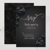 Elegante zwarte Rozen Gothic RSVP Invitation Kaart (Voorkant / Achterkant)