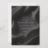Elegante zwarte satijnen bruiloft uitnodiging (Voorkant)