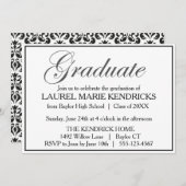 Elegante zwarte script afstudeerfeest kaart (Voorkant / Achterkant)