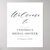 elegante zwarte script bruidsshower welkomstbord poster (Voorkant)