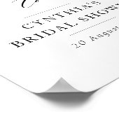 elegante zwarte script bruiloftsshower welkomstbor poster (Hoek)