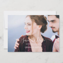 Elegante Zwarte Script Foto Save the Date Kaart