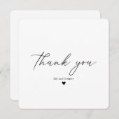 Elegante Zwarte Script Hart Dank Je Bedankkaart (Voorkant / Achterkant)