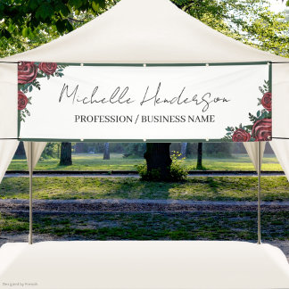 Elegante Zwarte Script Rode Roos Illustratie Bloem Spandoek