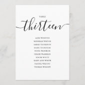 Elegante Zwarte Script Tafel Nummer 13 Zitplaatska Kaart (Achterkant)