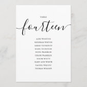 Elegante Zwarte Script Tafel Nummer 14 Zitplaatska Kaart (Voorkant)